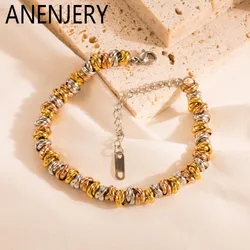 ANENJERY 316L Stainless Steel Coarse Chain Bracelet for Women Men Vintage Simple Jewelry Gift Wholesale