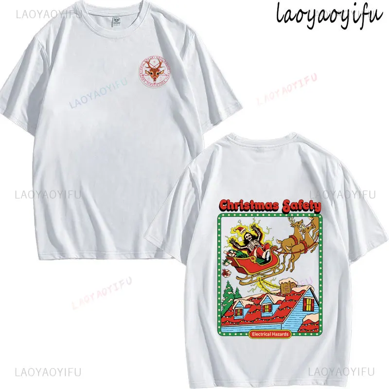 

Funny Christmas Party Series 100%Cotton De Calle Summer Short-sleev Printed Men's Women's Fashion High Quality O-neck Tops