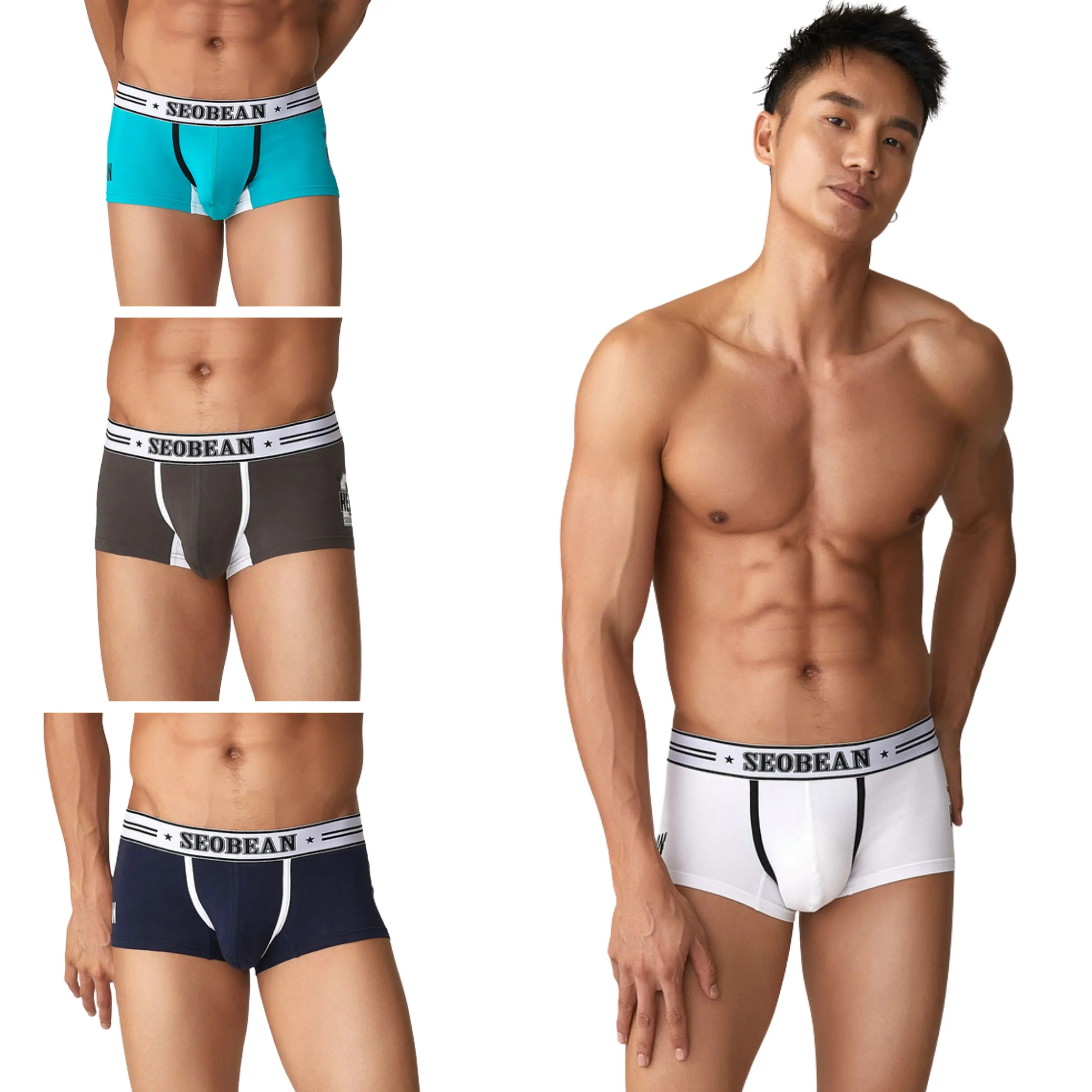 

4 pieces SEOBEAN Men's underwear comfortable sweat-wicking boxers men's bump shorts