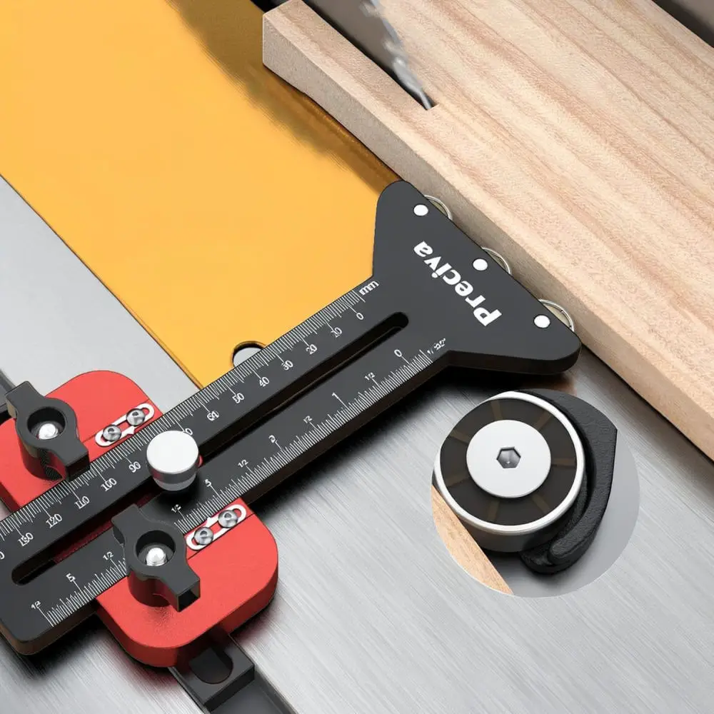 Woodworking Table Saw Accessory Thin Board Cutting Positioner Aluminum Alloy Roller Guide Fence Precision Sliding Tool