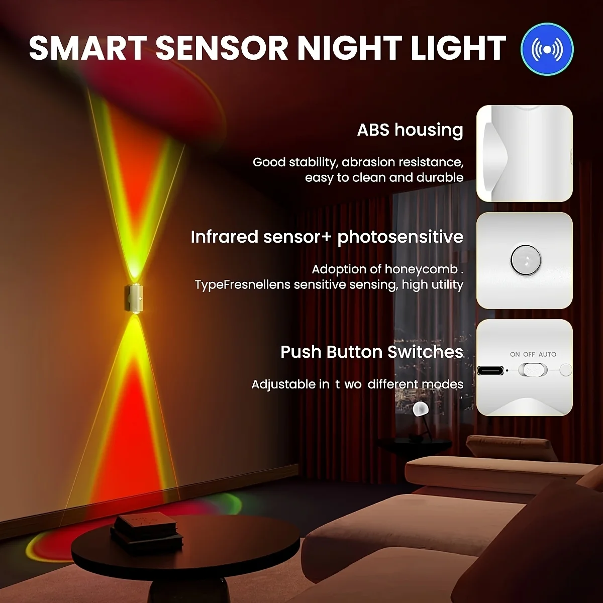 Smart Motion Sensor Night Light,RGB Color Changing LED Mood Lamp,Type-C,Magnetic Mount for Bedroom,Desk,Closet,Bathroom,Hallway