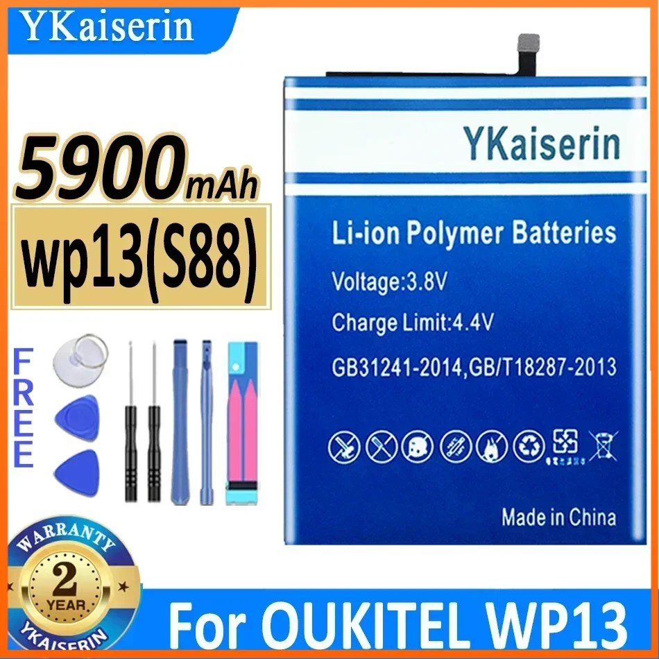 

YKaiserin New Production Date Battery for OUKITEL WP13 S88 5900mAh Long Standby Time Mobile Phone Batteries Warranty