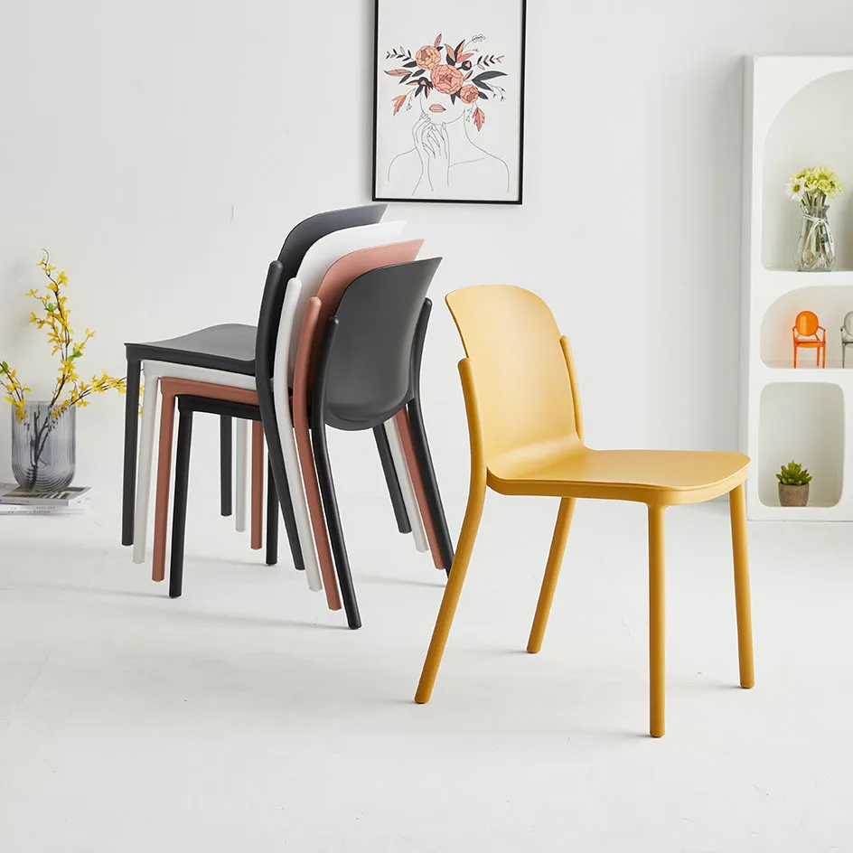 

Nordic plastic chair dining table thickened back chair home creative single simple ins Internet celebrity stackable dining