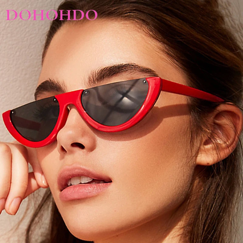 

2025 Fashion Y2K Cat Eye Half Frame Women Sunglasses Vintage Classic Punk Men Shades Travel Party Sunglass Female Lentes UV400