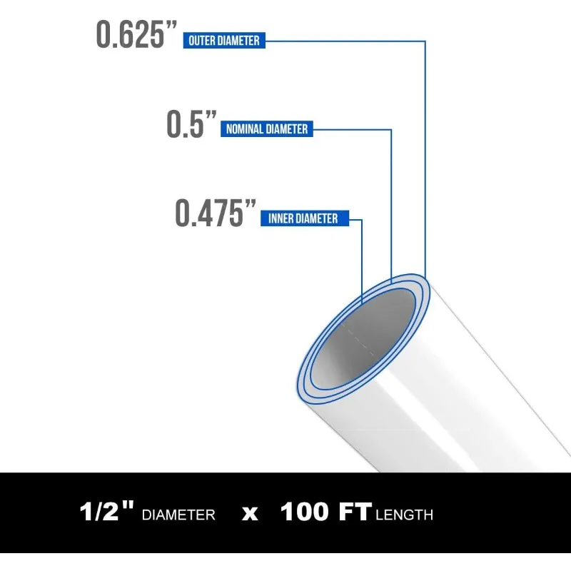 Pex-A Tubing 1/2 Inch x 100 Ft Pex Tube Coil, Non-Barrier Pex Pipe for Potable Water, 1/2