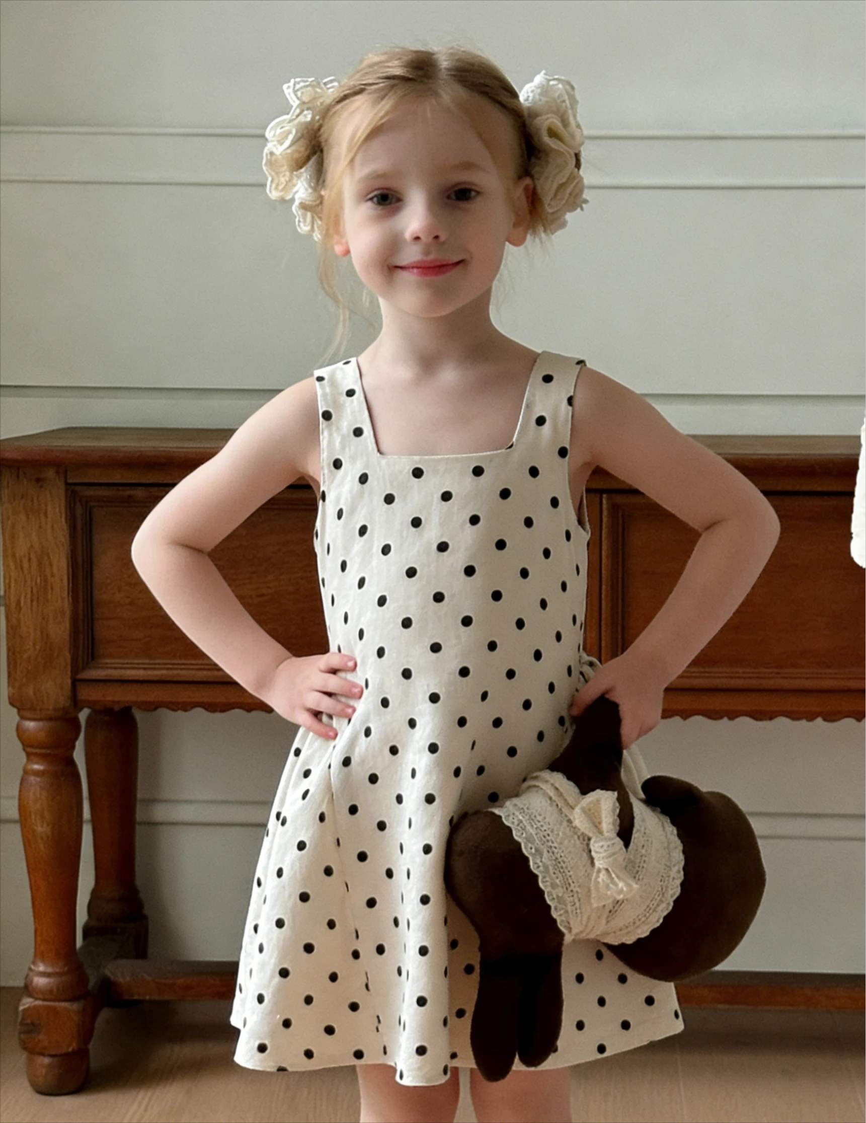 

Girls Sleeveless Polka Dot Dress Girls Baby Bow Princess Cotton Dress 2026 Summer New Children Vest Dress