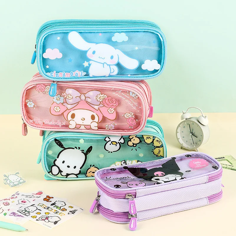 

Sanrio Genuine Children'S Large-Capacity Pencil Case Pupils Cute Cartoon Pencil Case With High Value Three-Layer Pencil Case