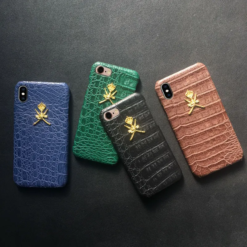 Oman National Emblem Leather Case For Iphone 13 Pro 12 Mini 11 Pro X 7 8 6 6S Plus XS Max XR Crocodile Skin Leather Hard Covers