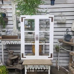 Vintage Wooden  Faux Hanging Window with Wire Home Room Decorations for Garden