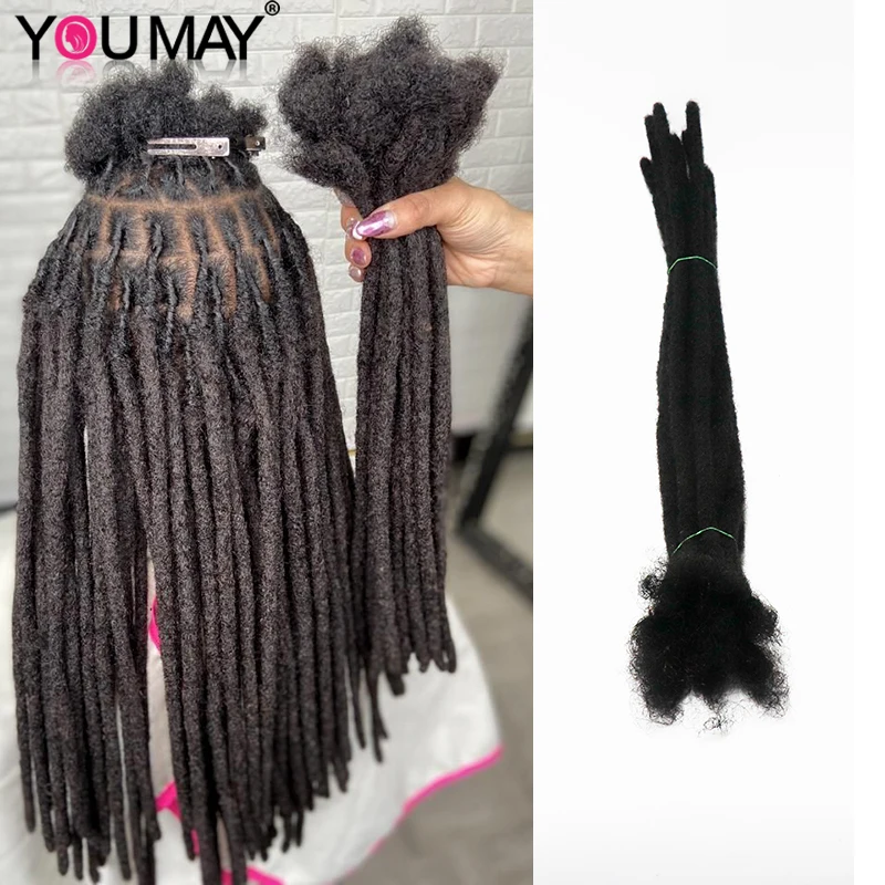 Extensiones de rastas de cabello humano Afro Kinky para mujeres negras, cabello humano a granel, Dread Loc, Color Deadlocks, trenzas, cabello virgen