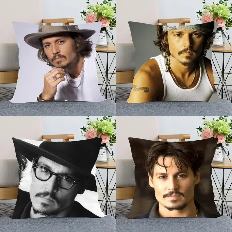 New Arrival Johnny Depp Pillow Cover Bedroom Home Decorative Pillowcase Square Zipper Pillow Cases Satin Soft No Fade 0331