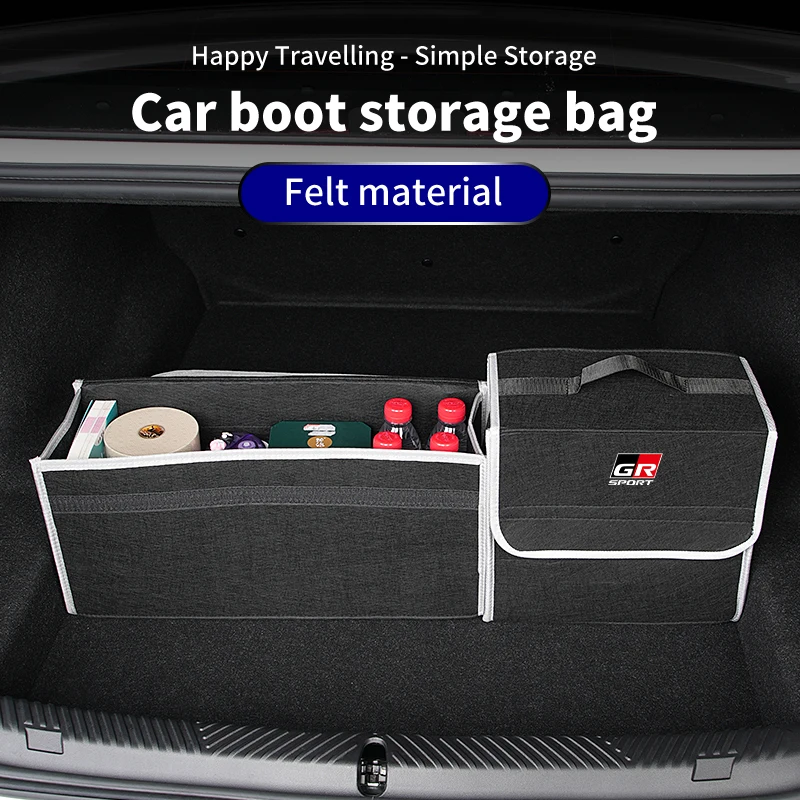 Car Trunk Storage Bag Organizer Foldable Stowing Tidying Container Box For Toyota GR Gazoo Racing Sport C-HR Avensis Prado Prius