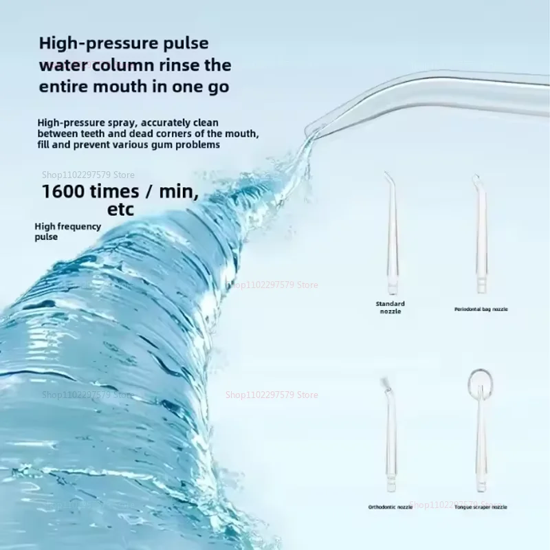 IPX7 Waterproof Rechargeable Tooth Cleaner 4 Nozzle High Pressure Pulse Electric Oral Irrigator 3 Cleaning Mode For Oral Care image 4
