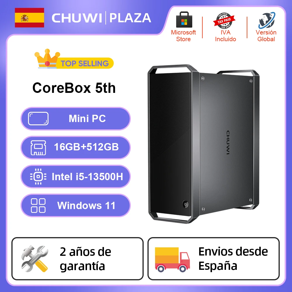 CHUWI CoreBox 5th Mini PC intel i5-13500H 16GB LPDDR5 512GB SSD Windows 11 4K 60Hz Display HDMI*2 DP*2 WIFI 6 BT 5.1 Gaming PC