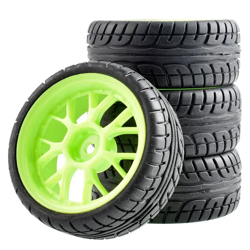 Pneus e rodas de borracha para carro RC, jantes, cubo sextavado de 12 mm para WLtoys 144001 e pneu de carro 1/18 1/16 1/10 (4 pacotes)
