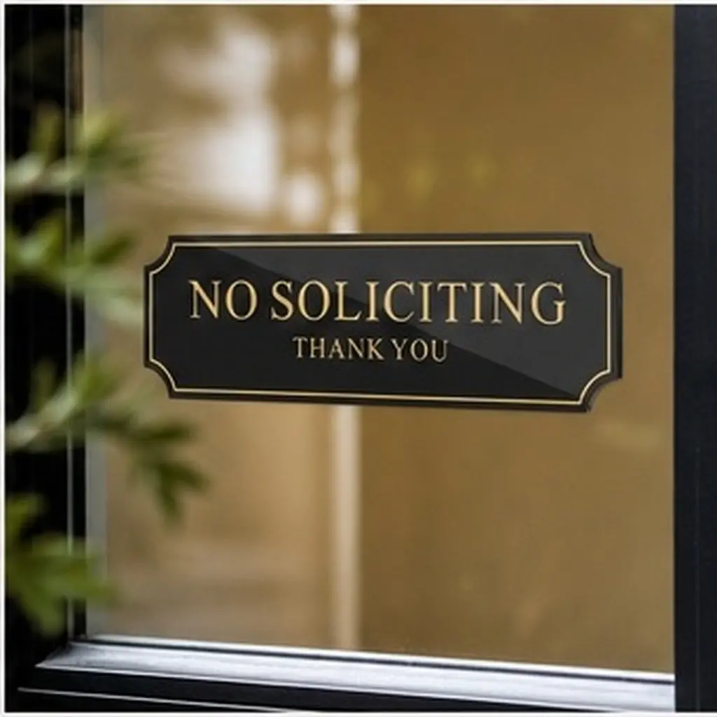 Self Adhesive Acrylic No Soliciting Sign for Front Door Window No Solicitors Office Privacy Signs Door Signs for Home
