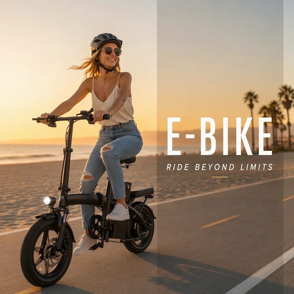 Foldable Electric Bike for Adults 14 Inch 500W Motor 48V 15Ah Battery 60KM Max Range Dual Disc Brake City Commuting E-Bike with Front Basket