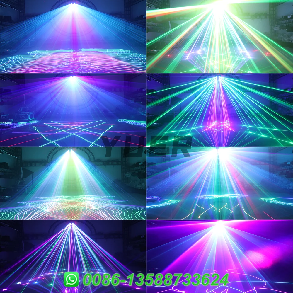 NEW Square 6 Head Beam Full Color Scanning Laser Light 10CH DMX  DJ Disco RGB Stage Lighting Music Dance Party Bar Club Indoor