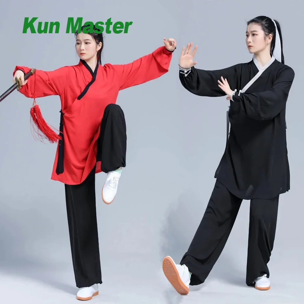 

Элегантная женская униформа тай-чи, костюм кунг-фу для боевых искусств и медитации, легкий дышащий и изящный дизайн, красный/зеленый