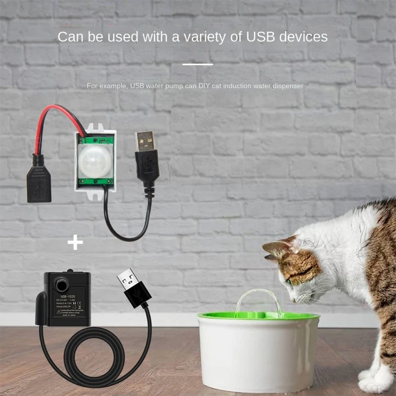 

USB cat water dispenser indoor infrared sensor LED strip light sensitive switch Pet automatic feeder controller accessory