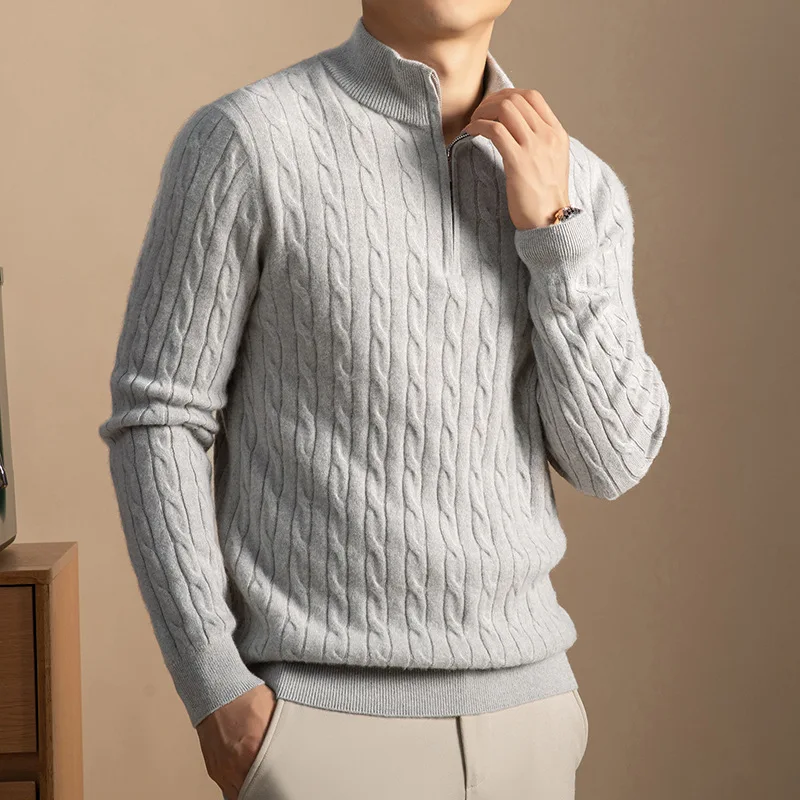 Luxury Cashmere Sweater Men's Autumn Winter Neck Sweater Men's Clothing