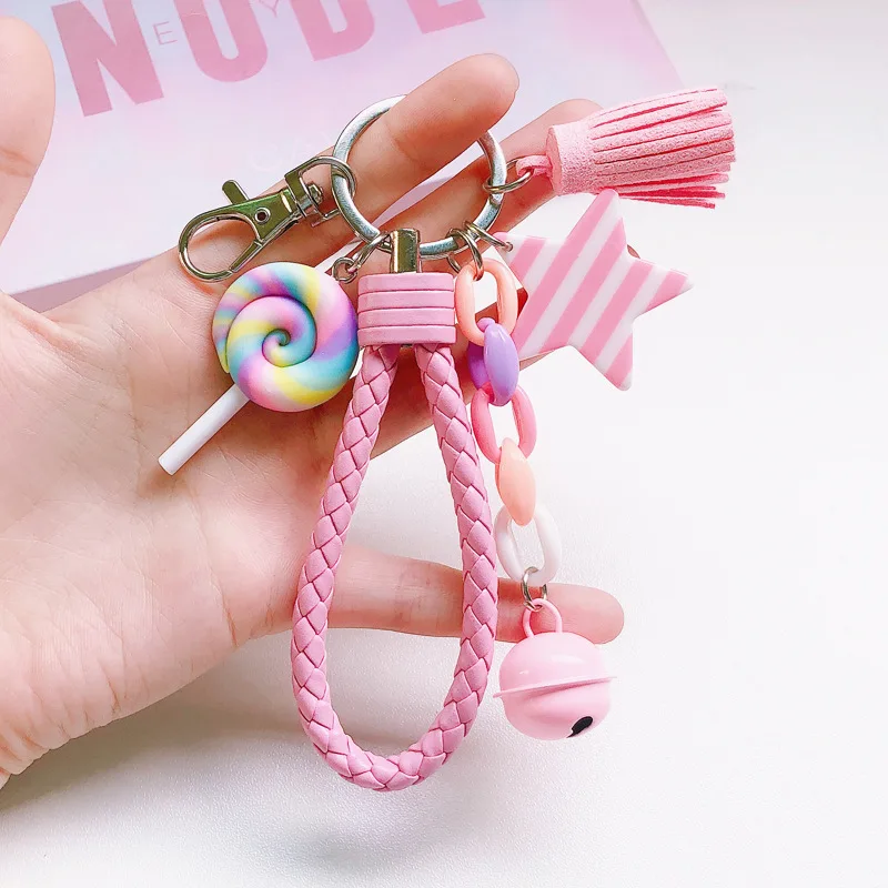 Silicone Keyring For Women Cute Shell Rainbow Keychain Charms Colorful Bell Keychain Car Accessories Jewelry Wholesale Trend New