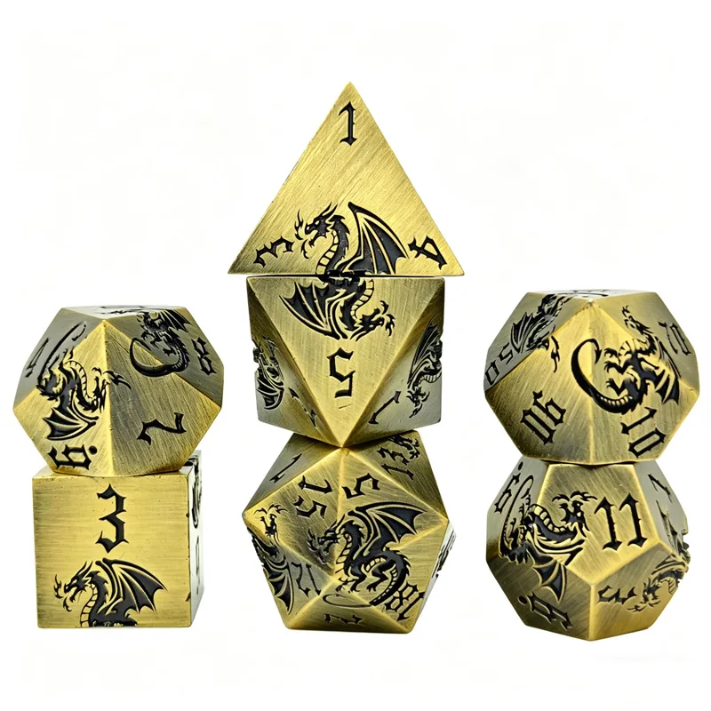 

New Metal Cube Dragon Dices Metal Dice Set DND Board Game for Dungeons & Dragons Role Playing Dice Zinc Alloy D&D RPG Player