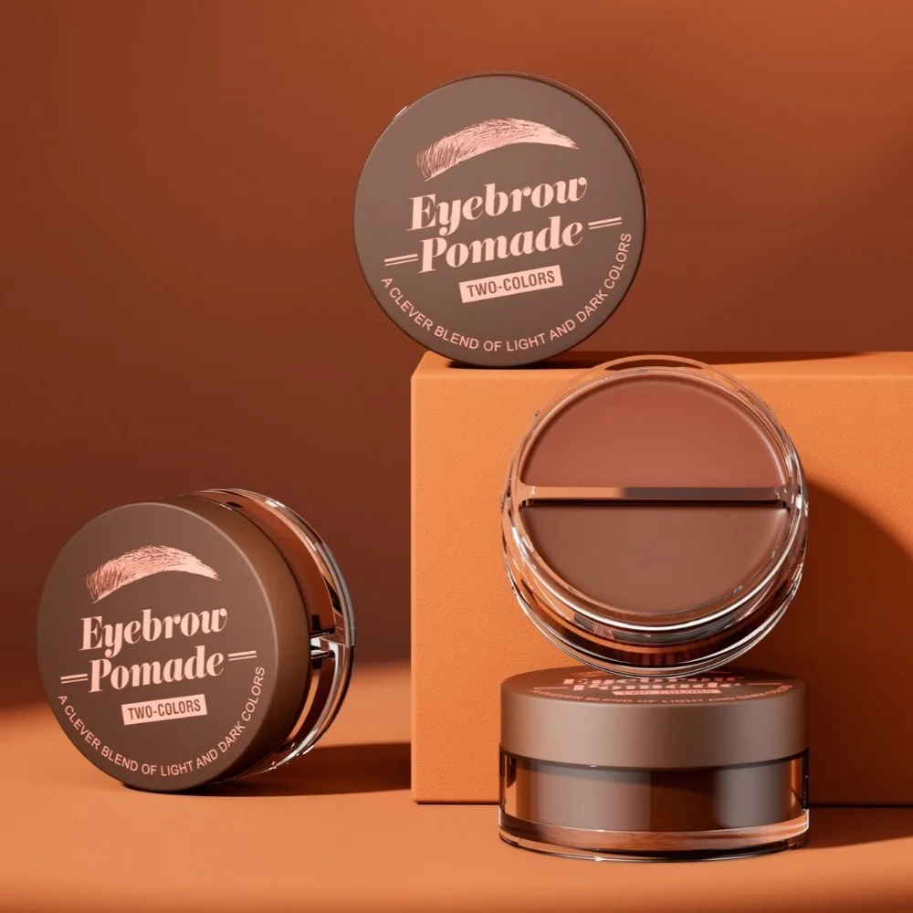 Waterproof Eyebrow Dye Cream Sweat-proof with Folding Brush Two-color Eye Brow Cream Brown Long-lasting Makeup Shading Kit