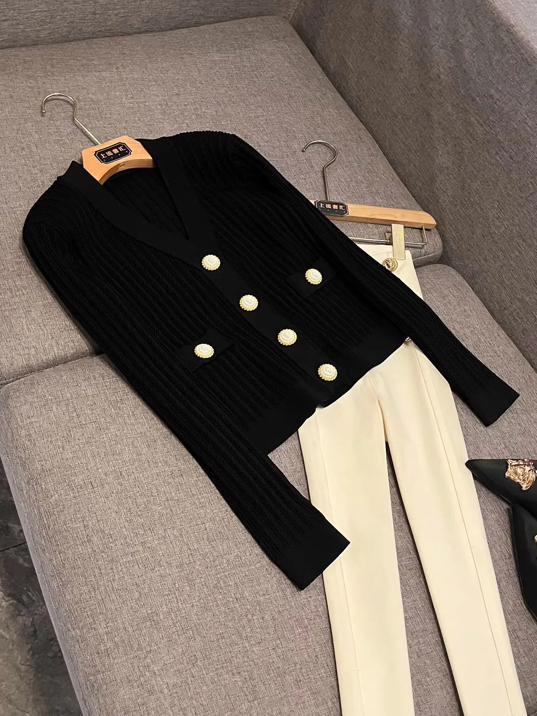 

Модный вязаный свитер, топ Ladylike Sle, зима 2025, Новое поступление, европейский длинный кардиган длиной свека для женщин.