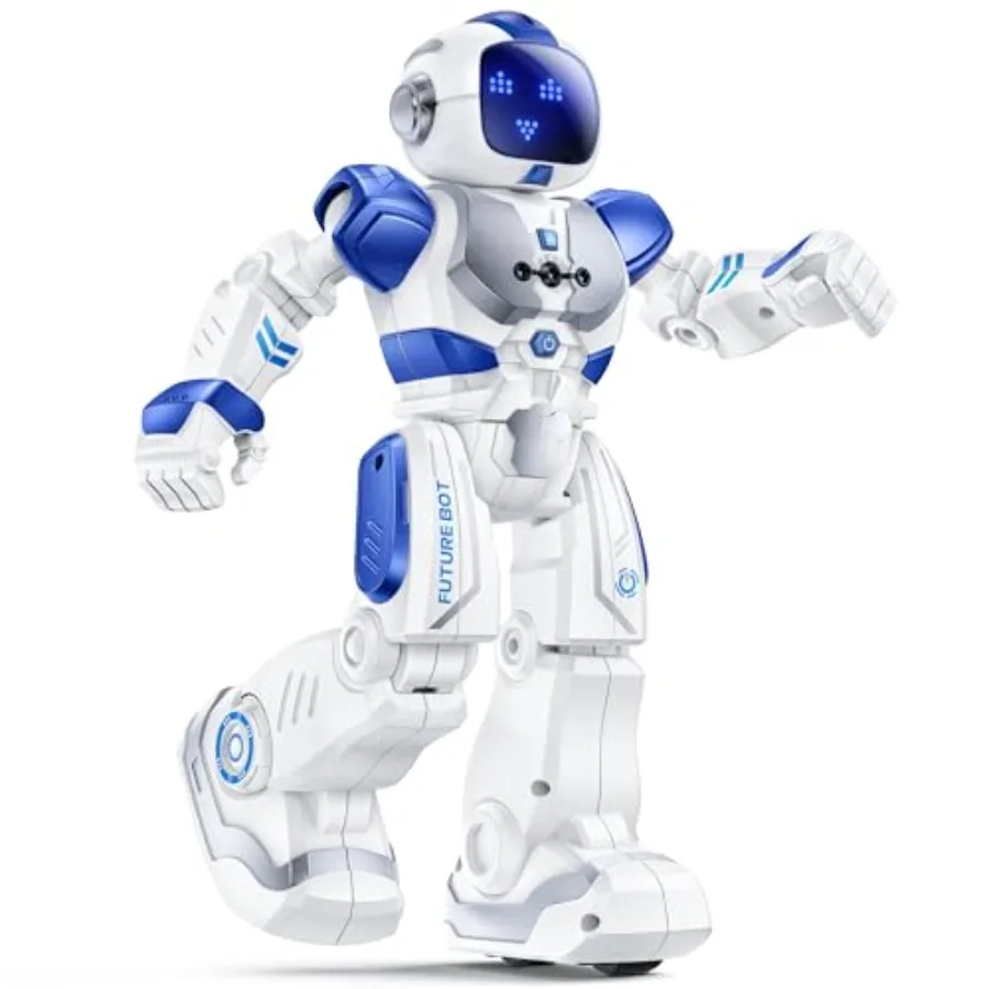 

Robot toys for kids, programmable remote gesture sensing app control, interactive LED face, dancing singing rechargeable smart