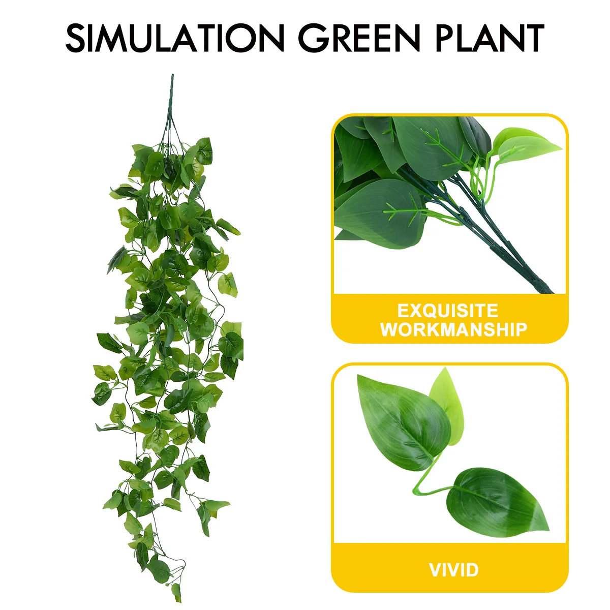 

2Pcs Simulation Green Plant Artificial Vine Fake Grape Leaf Decorative Plant Ornament for Home Wedding Photography