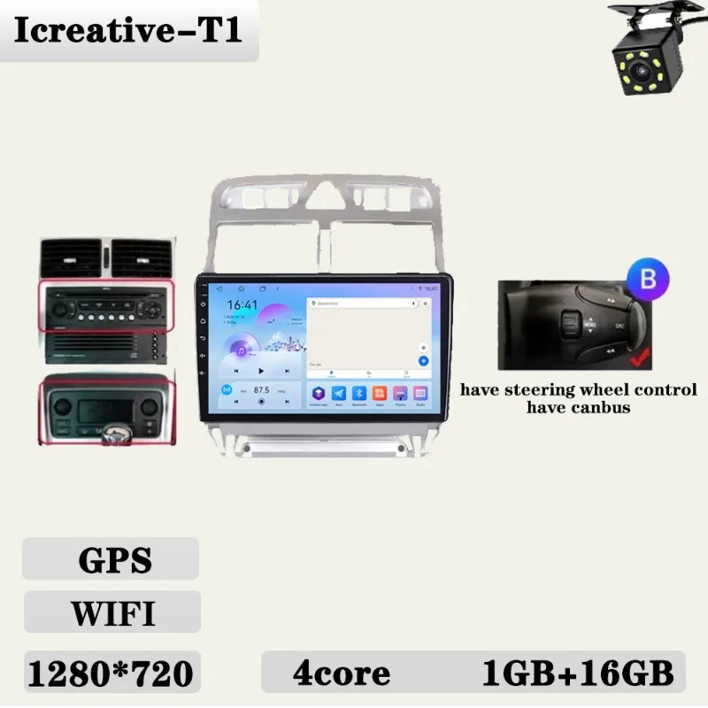 Autoradio voor Peugeot 307 307CC 307SW 2002-2013 Multimedia Carplay Speler Stereo Auto Audio Autoradio Android 9 ''navigatie GPS
