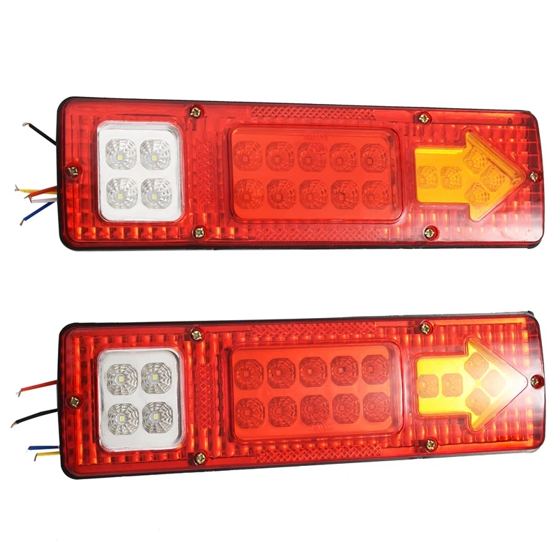 2X 12V Led Rear Tail Lights 19 Led Lights 5 Functions Tail Indicator Lamp For Trailer Camper Van Truck Lorry Tractor