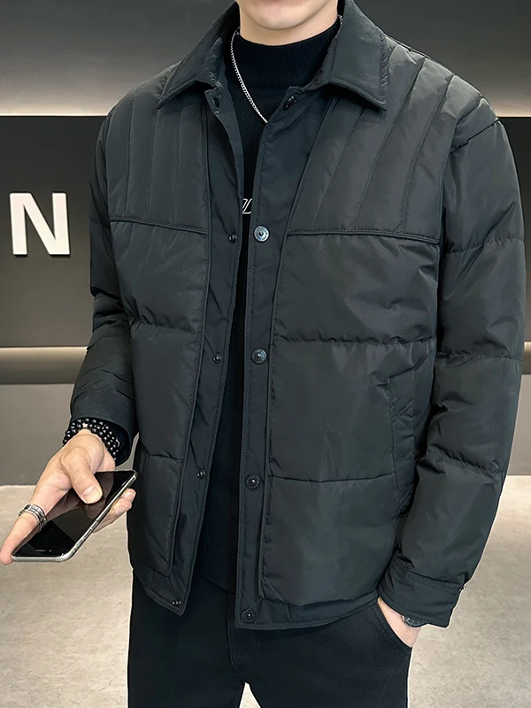 

Faionable ort Thiened down Jaet Men's Turn-down Collar Warm Casual Sle Winter 2025 Polyester Fiber Du down Filling
