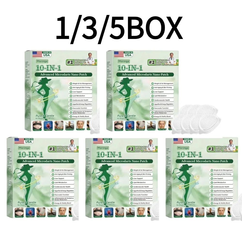 Caja de 1/3/5 con 7 Parches de Microagujas Nano Premium, Adhesivo Reafirmante Corporal a Base de Hierbas Naturales para Todo Tipo de Piel, Uso Diario y Protección