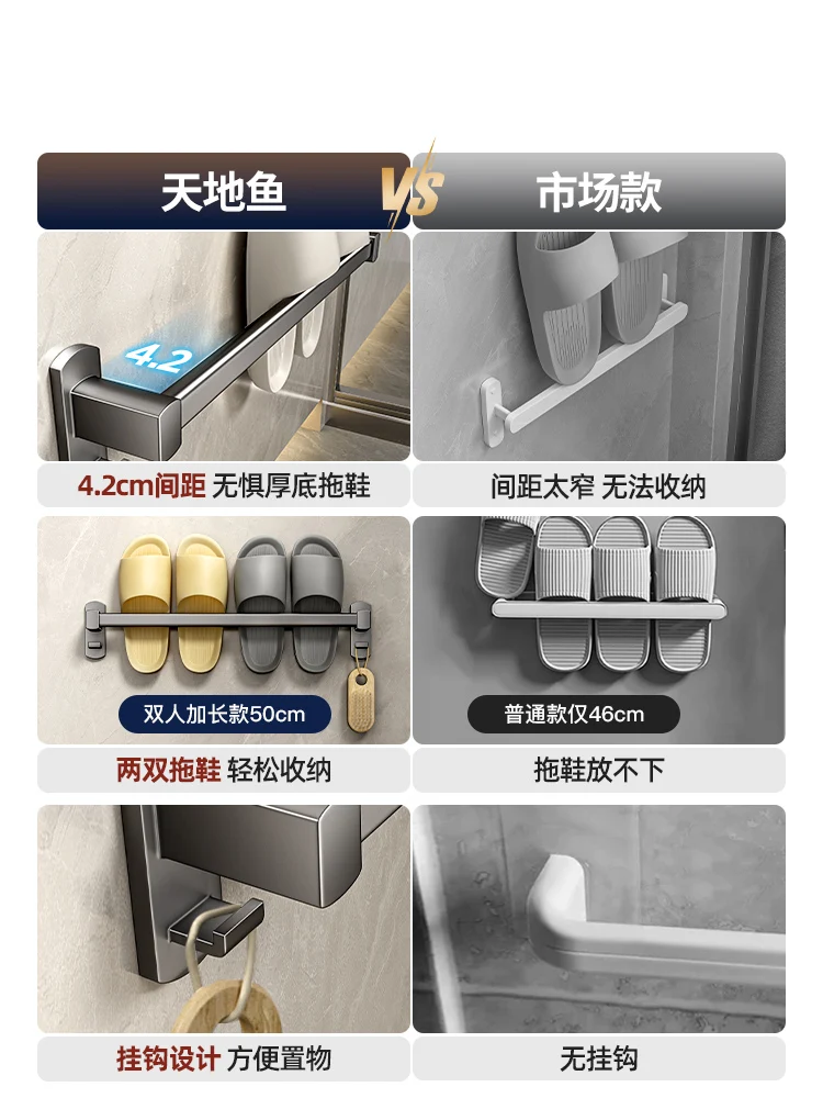 Bathroom slipper rack without punching, bathroom storage rack, shoe storage tool, behind the toilet door