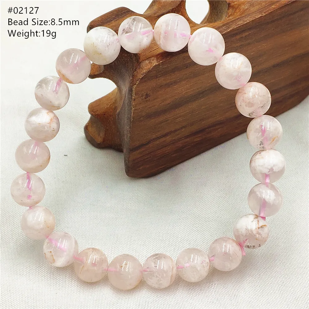 Genuine Natural White Sericite Orange Phantom Quartz Bracelet Snow Rutilated Clear Round Beads Bracelet Crystal 8mm 9mm AAAAA