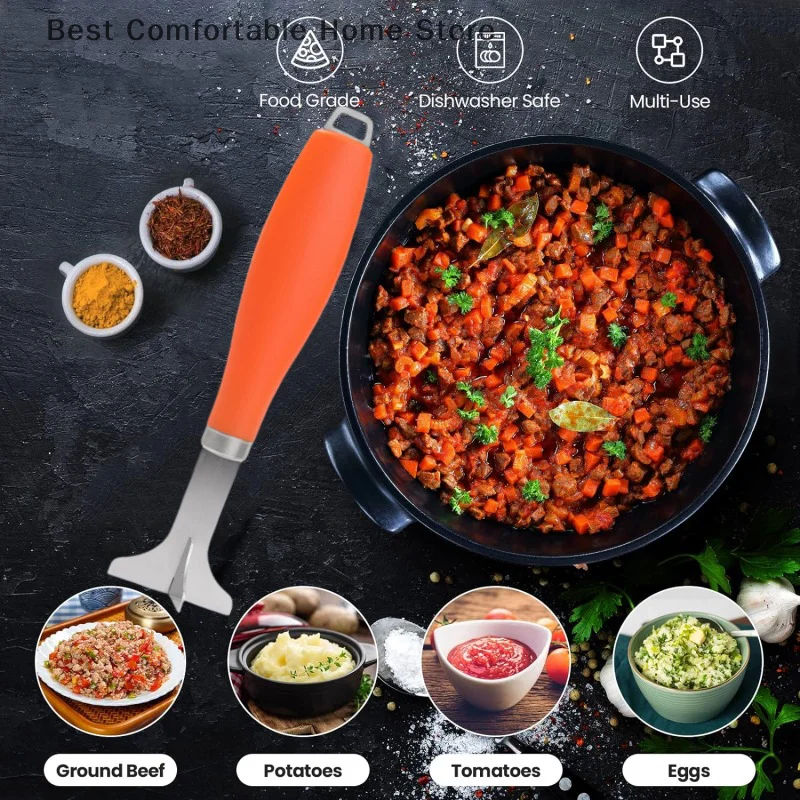 Picadora de carne para carne molida, machacador de carne resistente al calor para carne de hamburguesa, 4 cuchillas, utensilios de cocina para carne molida