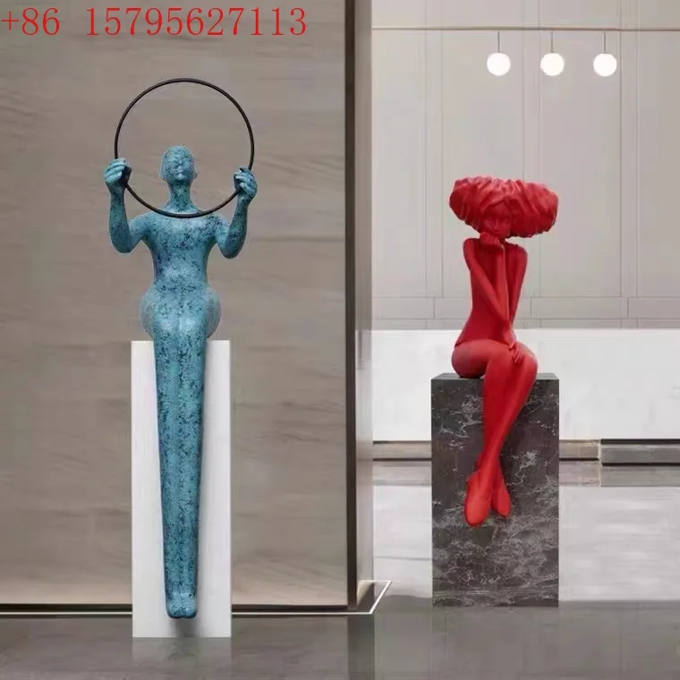 

Flower season girl modern abstract figure sculpture floor-to-ceiling ornaments sales office model room hotel lobby soft