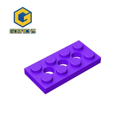 Gobricks-piezas de bloques de construcción, 10 piezas, 3709, 2x4, con 3 agujeros, MOC, accesorios, ensamblaje, reemplazo, juguete de partículas