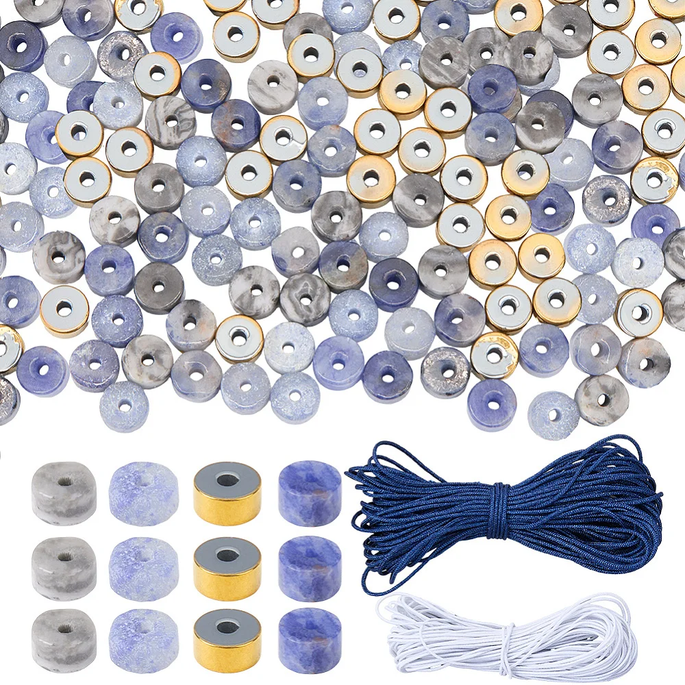 

DIY Stretch Bracelet Kits including Disc Beads Polyester Elastic Cord Nylon Thread 4~4.5x2~2.5mm Hole: 0.7~1mm