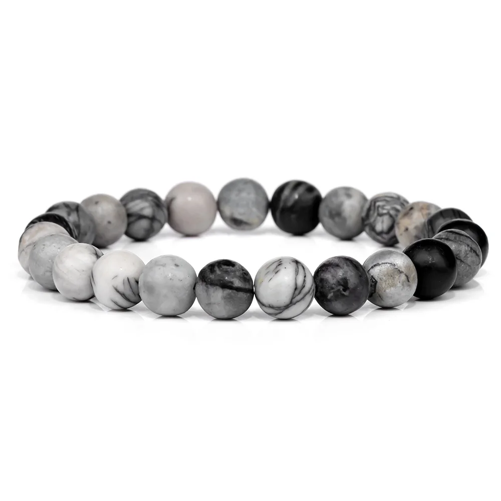 Natural Grey Labradorite Stone Bracelet 8mm Round Quartz Moonstone Rainbow Light Beads Bracelets Women Men Handmade Jewelry Gift