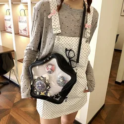 Richme Y2K Punk Silver Women Backpacks Fashion Star Shaped Rivet Ita Crossbody Shoulder Bags Individuality DIY Badge Bolso Mujer