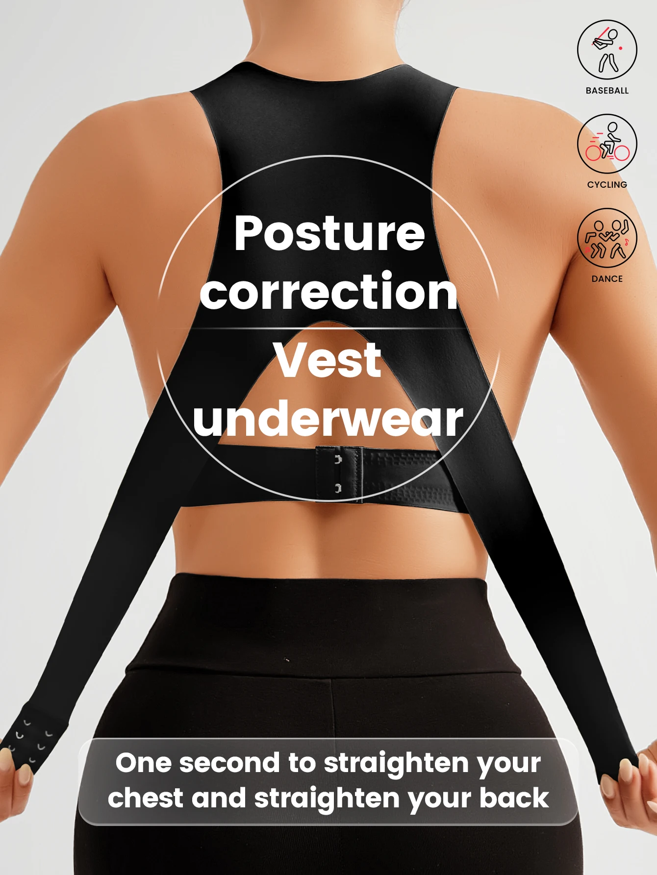 Women's Bra Single Pack, Lifting Anti-Sagging, Front & Back Adjustable Buckle, Wireless Removable Pads Seamless Wide Straps