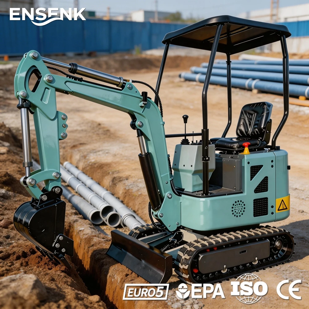 

1.5T Mini Excavator Excavadora Construction Machine For Small Farm With Attachments & Thumb Clamp Suitable For Family Use