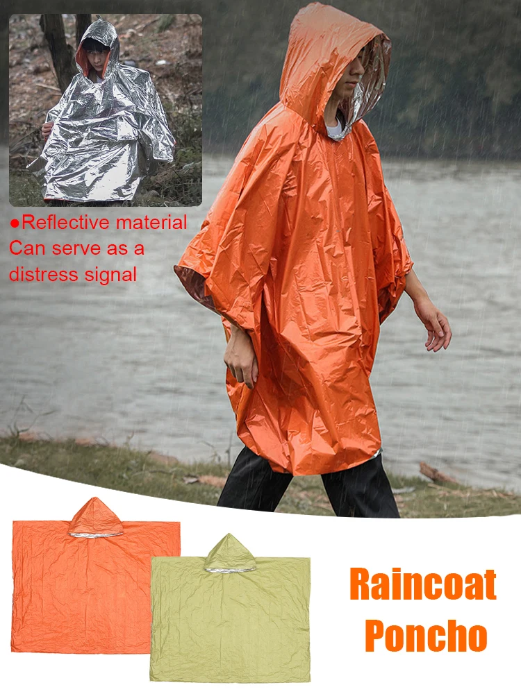 Emergency Raincoat Poncho Waterproof Rainwear Blanket Survival Camping Equipment Cold Insulation Rainwear Camping Equipment