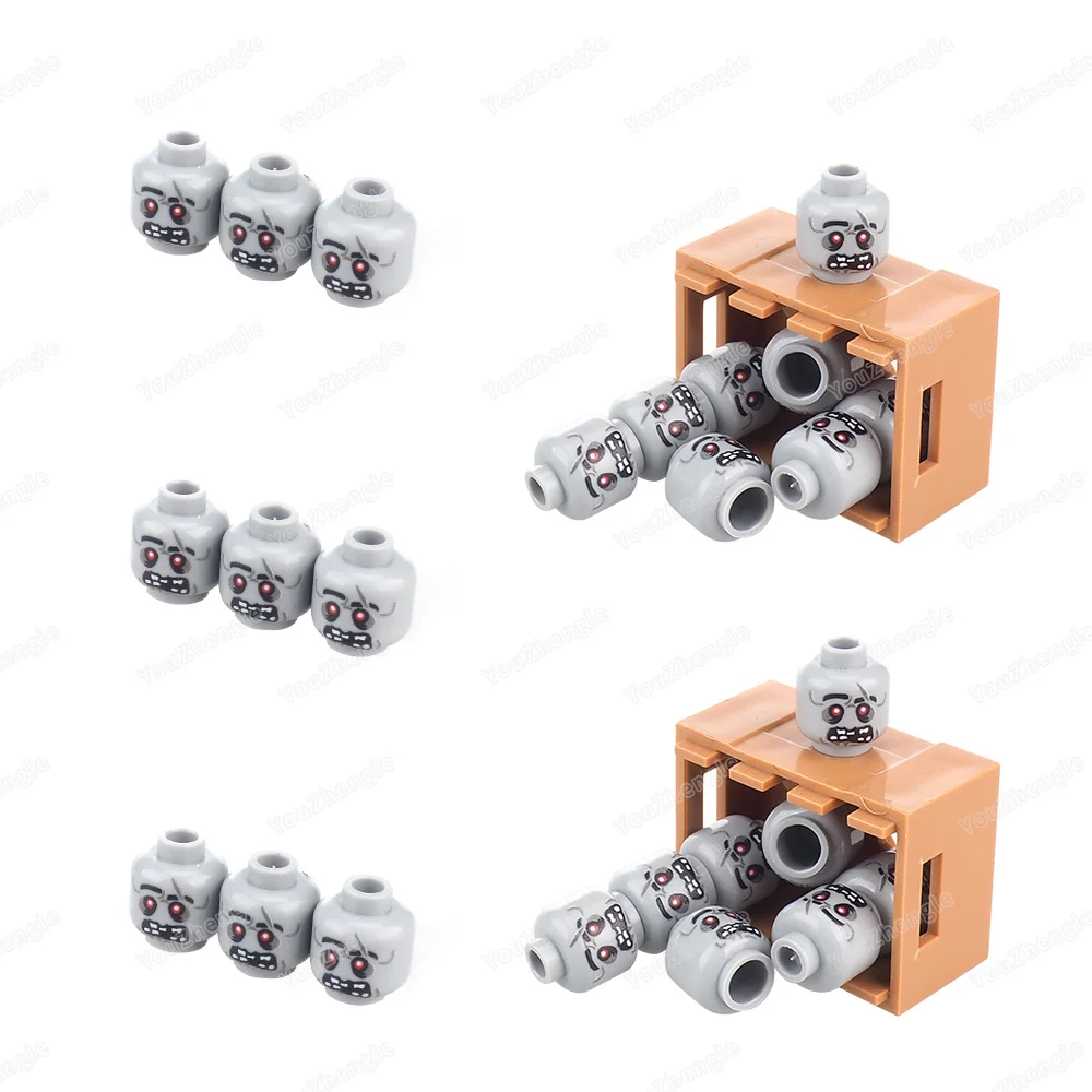 Alien Zombie Roaring Face Pattern Building Block 3626 Printed MOC Figures Head Parts Matching Scene Accessories Model Gifts Toys