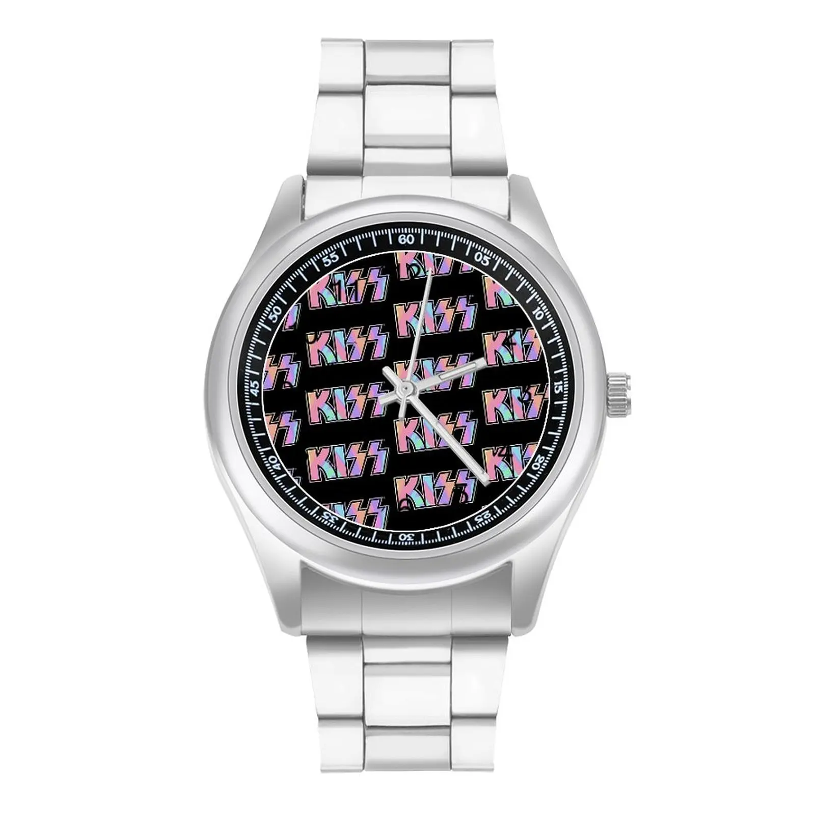 Kiss Band Logo Quartz Watch Pastel Tie Dye Design Beautiful Wrist Watches Stainless Cheap Gym Teens Wristwatch