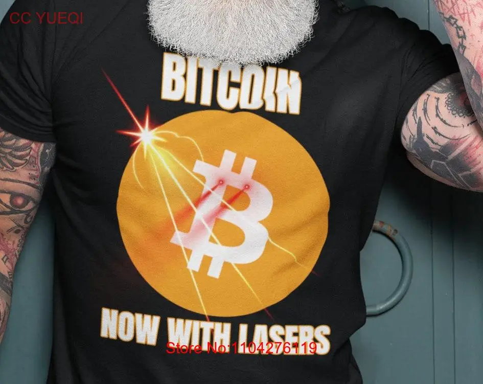 Биткойн сейчас с лазерами рубашка BTC Crypto T Криптовалюта с длинными или короткими рукавами