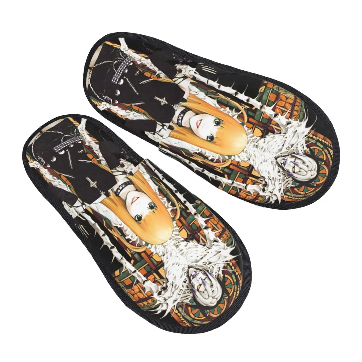 Deaths-Notes Misa Amane Winter House Slippers Bedroom Anime Death Note Cozy Household Fur Slides Slippers Non-slip